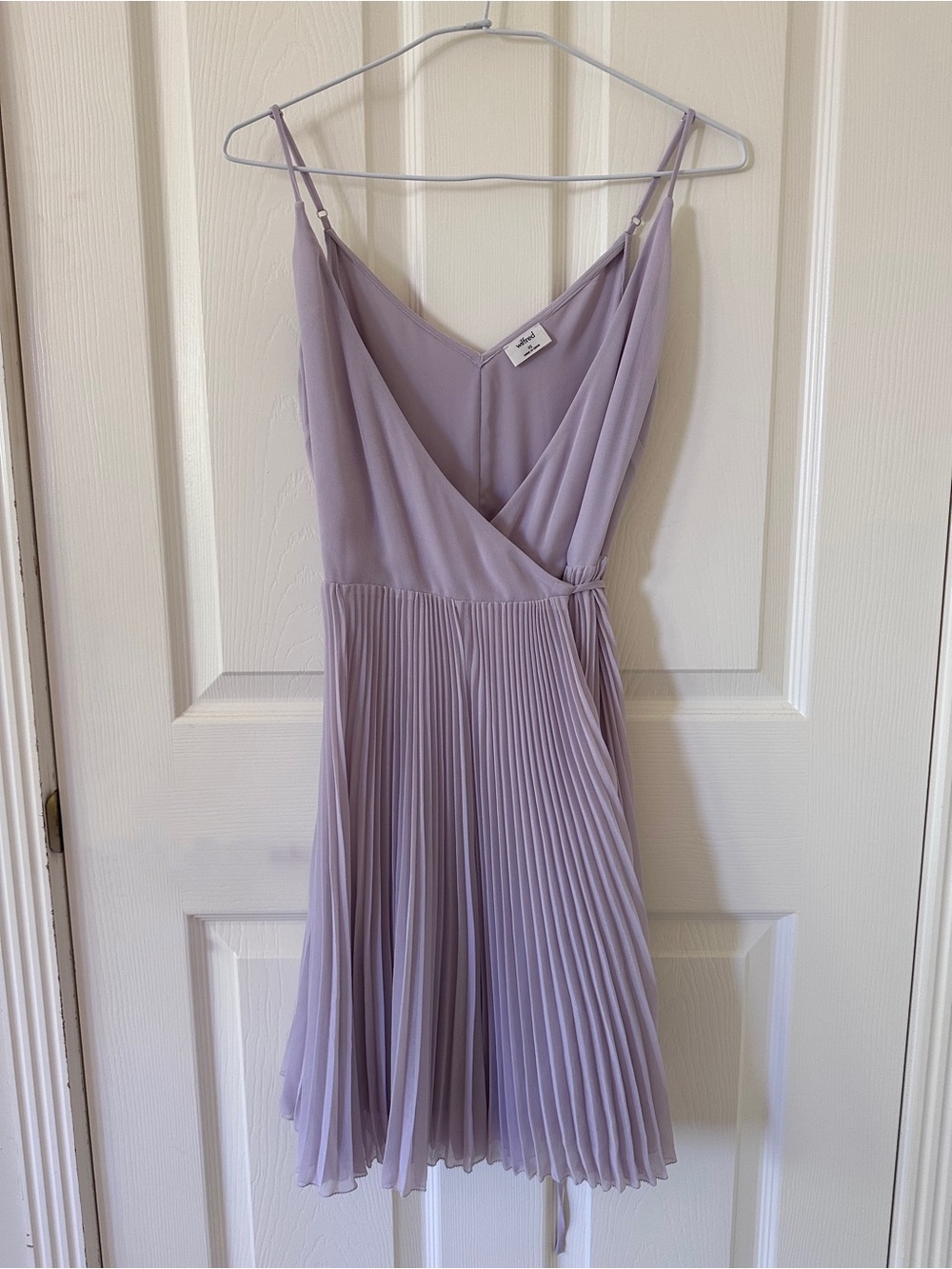 Wilfred Lavender Pleated Wrap Mini Dress